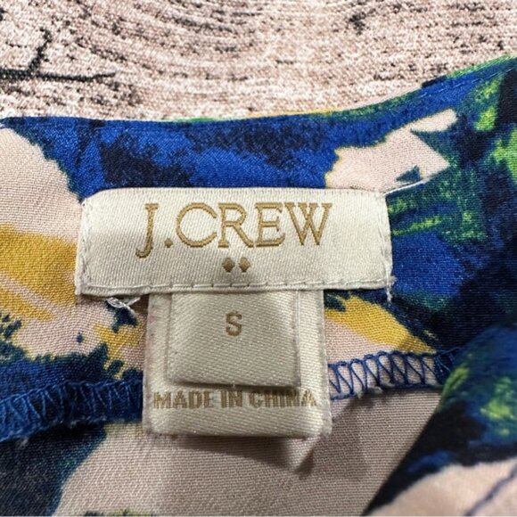 J Crew Polyester Oversized Floral Blue and Green Women's Blouse Size Small - Picture 2 of 5
